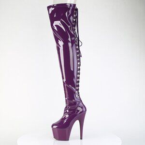 Back Lace Up Heel Thigh High Boots